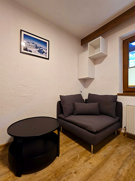 Sofa with side table for cosy sitting and chilling out